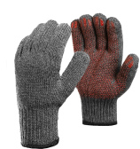 Двойные шерстяные перчатки с антискользящим покрытием (70% шерсть + 30% акрил), по ГОСТу с маркировкой, серые